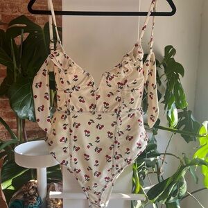 For love and lemons cherry one piece swim suit sz 0 (read description)